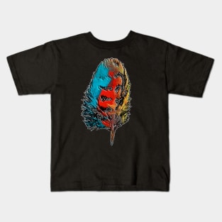 Turquoise Feather Kids T-Shirt